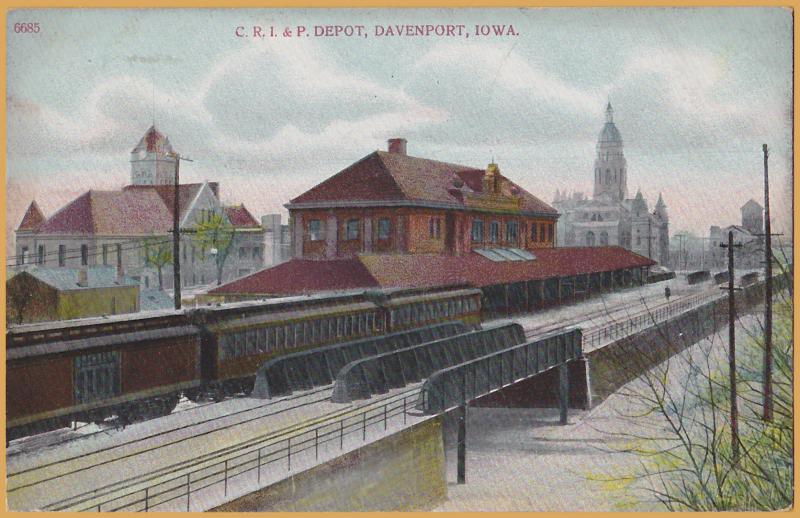 Davenport, Iowa, C. R. I. & P. Depot (Rock Island RR) - 1908