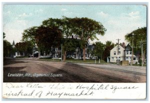 c1905 Road Buildings View Hospital Square Lewiston Maine ME Postcard