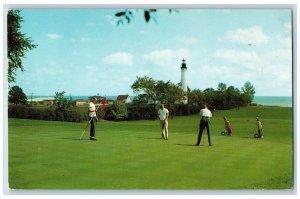 1958 Shoop Park Golf Course Golfers Showing Lighthouse Racine Wisconsin Postcard