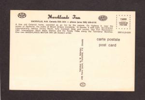 NB Marshlands Inn Hotel Sackville New Brunswick Canada Carte Postale Postcard