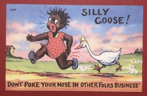 Black Americana, “Silly Goose”, Vintage Postcard