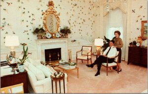 Vtg 1981 President Reagan and Nancy in the Sitting Area of Bedroom Postcard