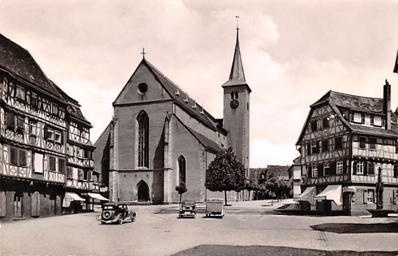 Marktplatz mit evangelischer Kirche Mosbach Germany 1955 Missing Stamp 