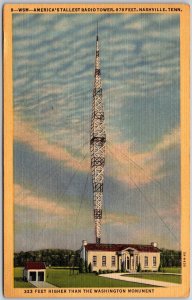 Nashville Tennessee, Tallest Radio Tower, Washington Monument, Vintage Postcard