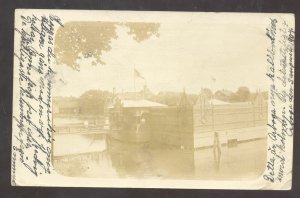 RPPC ARBOGA SWEDEN 1904 WATERFRONT DOCK VINTAGE REAL PHOTO POSTCARD