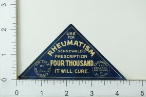 1890's Victorian Die-Cut Paper Label Sennewald's Prescription Four Thousand P35