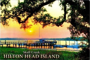 Hilton Head Island, SC South Carolina  SKULL CREEK PIER Sunset View 4X6 Postcard