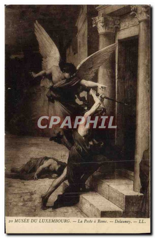 Old Postcard Musee Du Luxembourg Paris Delaunay Plague in Rome Angel