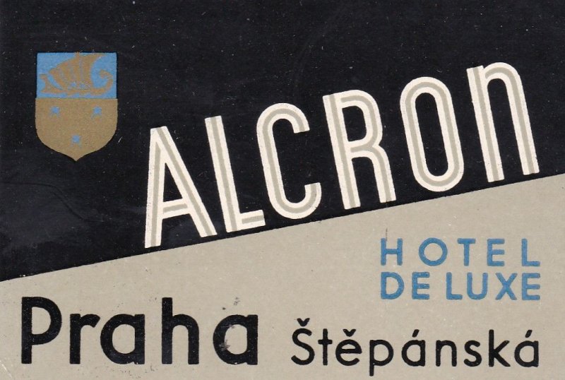 Czechoslovakia Praha Hotel De Luxe Stepanska Vintage Luggage Label sk3645