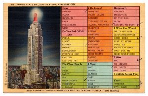 Vintage Empire State Building at Night, Busy Person, New York City, NY Postcard
