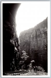 Vtg Natural Tunnel Virginia VA Railroad View Looking Out RPPC Postcard