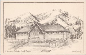 Edward Goodall Signed Mt Norquay Ski Lodge Banff Alberta AB Postcard H50