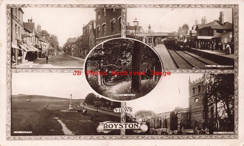 England, Royston, RPPC, Railroad Station, Multi-Views, Kingsway Photo