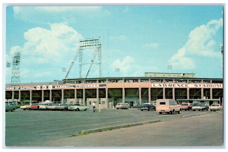 c1960's Lawrence Stadium Exterior Cars Scene Wichita Kansa KS Unposted Postcard
