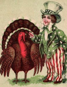 Turkey Uncle Sam Thanksgiving Postcard