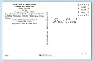 Thompson Michigan MI Postcard Miami Beach Campground Birds Eye View 1960 Vintage