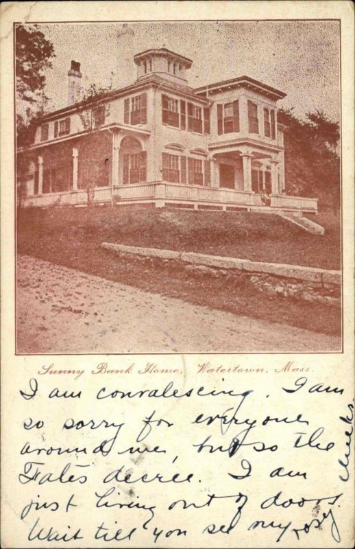 Watertown MA Sunny Bank Home c1910 Postcard