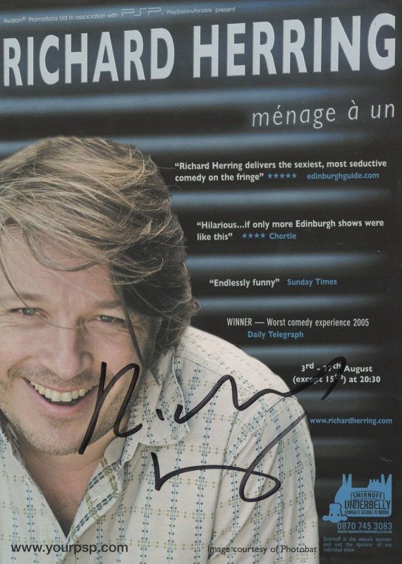 Richard Herring Comedian Hand Signed Theatre Flyer