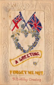 Lot236 handmade greetings postcard birthday flag uk embossed silk card