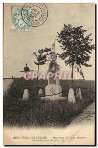 Old Postcard Bercheres Sur Vesgre Monument La Memoire of 1870 Army fighters i...