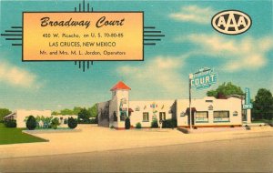 Linen Postcard; Broadway Court Motel, Las Cruces NM Doña Ana County Unposted