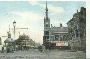Lancashire Postcard - Town Hall & Talbot Square - Blackpool - Ref 7609A