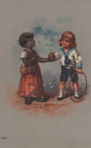 African American Child Hula Hoop Rope Racial Harmony Postcard