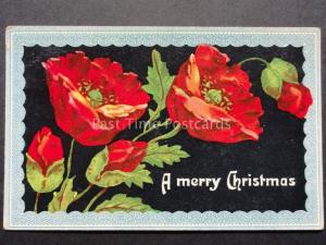 Poppies Postcard A HAPPY CHRISTMAS c1912 - Donation to R.B.L.