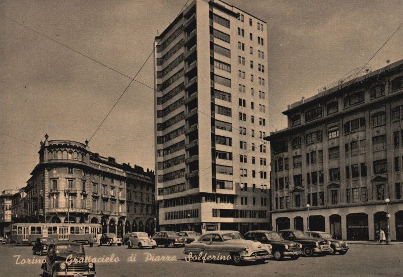 Vintage Postcard Real Photo Torino Skyscraper Of Solterino Square Le Grattaciel