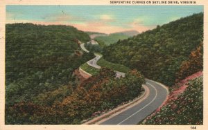 Vintage Postcard 1946 Serpentine Curves on Skyline Drive VA Virginia Shenandoah