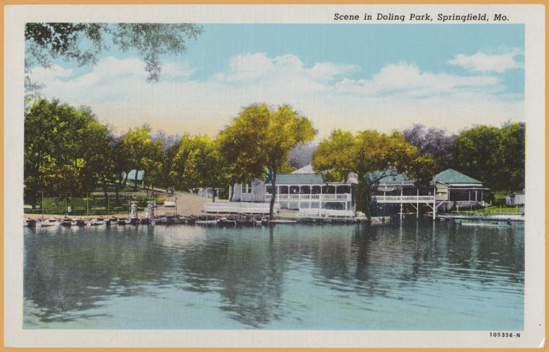 Springfield, MO., scene in Doling Park, Beach, Row Boats & Band Stand - 