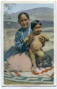 Navajo Native American Indian Woman Baby New Mexico 1920s Fred Harvey postcard