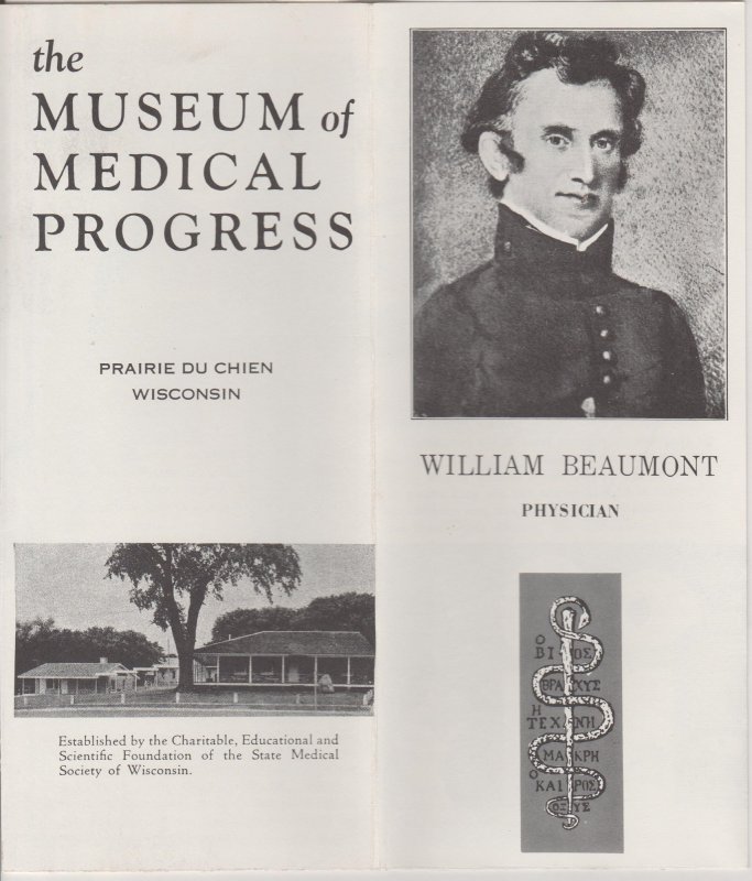Museum of Medical Progress Vtg Brochure, Prairie du Chien, WI, William Beaumont