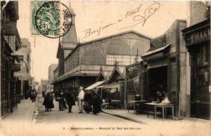 CPA BOIS-COLOMBES Marché et Rue des Halles (413595)