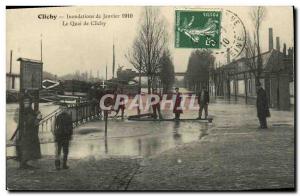 Old Postcard Clichy January 1910 Floods Wharf Clichy TOP