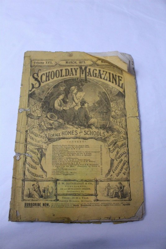 Vintage 1873 School Day Magazine Volume XVII with 88 Pages