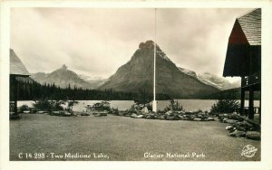Glacier National Park Montana 1930s RPPC Sawyer 2 Medicine Lake Postcard 9961