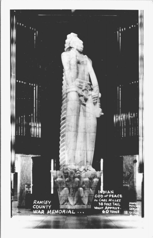 St Paul Indian God Peace Ramsey County Memorial Mando Postcard Service   -  A26 