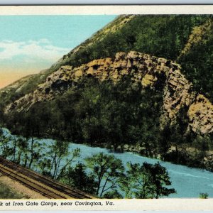 c1940s Covington, VA Rainbow Rock @ Iron Gate Gorge Railway Train Tracks PC A203