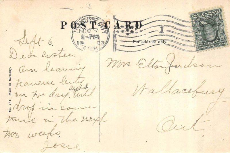 Traverse City, MI Michigan  COURT HOUSE & Civil War Statue 1907 Vintage Postcard