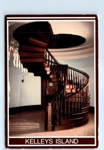 Postcard - Circular Staircase, Kelley Mansion - Kelleys Island, Ohio