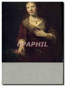 Postcard Old Dresden Rembrandt Saskia mit Blume of Rotch