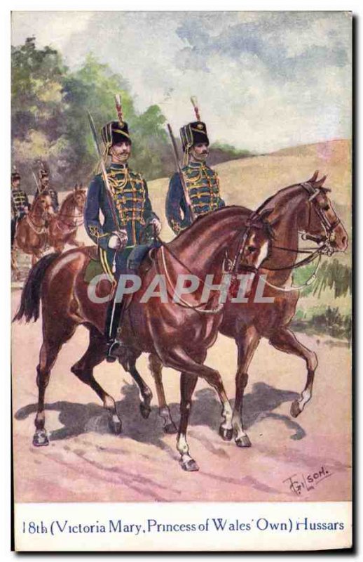 Postcard Old Army 18th Victoria Mary Princess of Wales Own Hussars