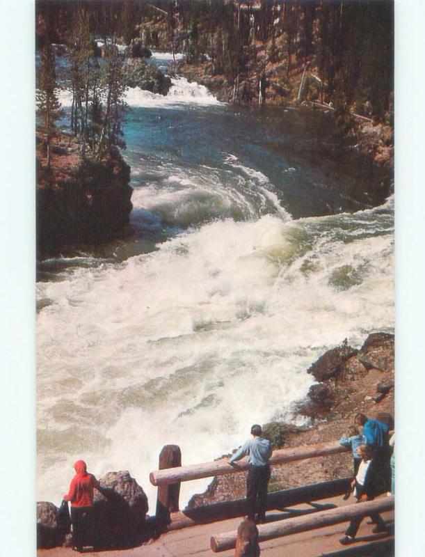 Unused Pre-1980 WATERFALL SCENE Yellowstone National Park Wyoming WY E4202