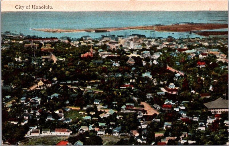 Postcard Aerial View of the City of Honolulu, Hawaii