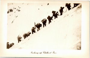 RPPC Real Photo Postcard YT Men Climbing Up Chilkoot Pass Gold Rush ~1910 K28