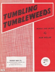 Tumbling Tumbleweeds Bob Nolan 1950s Sheet Music