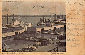 ST LOUIS MISSOURI~RIVER FRONT-STEAMER SHIPS-WHARF~1910 A SELIGE POSTCARD