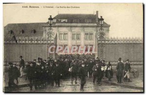 Old Postcard Rennes Barracks The Arsenal Exit workers TOP