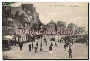 Old Postcard Cherbourg Quai Caligny